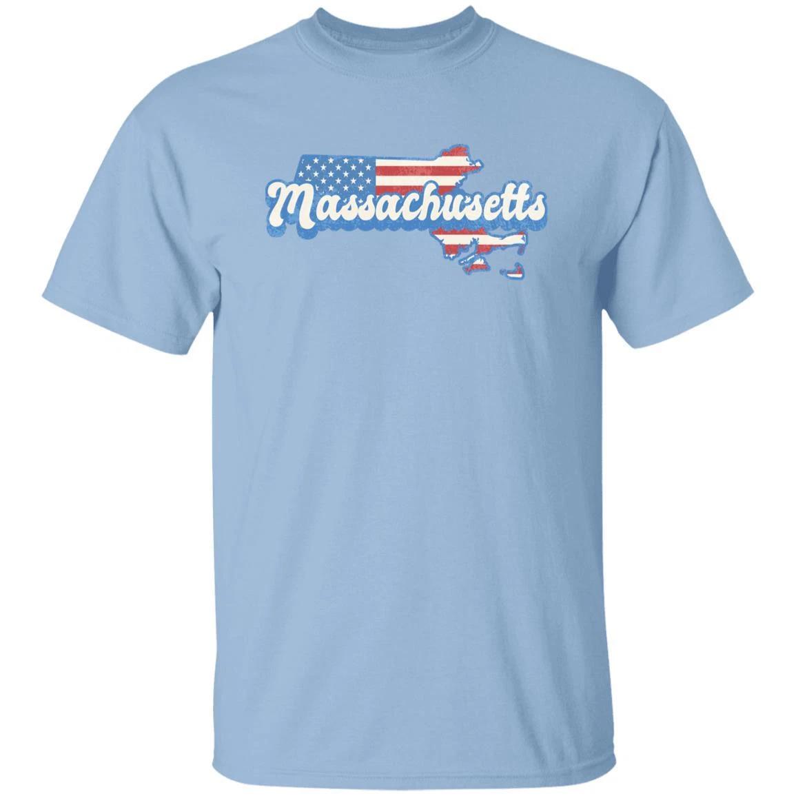 Massachusetts US flag Unisex T-Shirt American patriotic MA state tee White Ash S