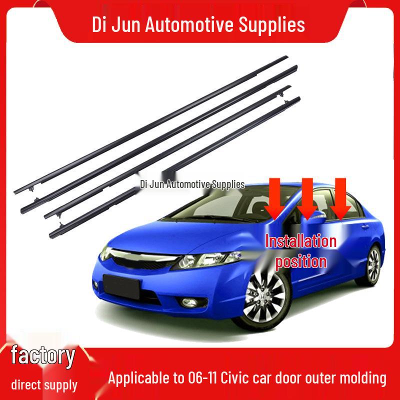 8th Gen Honda Civic (06-11) Door Glass Outer Trim Water Deflector Seal Strip Left Rear Door