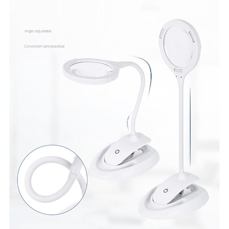 Akumulatorowa Lupa Biurkowa ze Stojakiem i Zaciskiem Regulowana Jasność do Hobby Rzemiosła Warsztatu Szycia Napraw