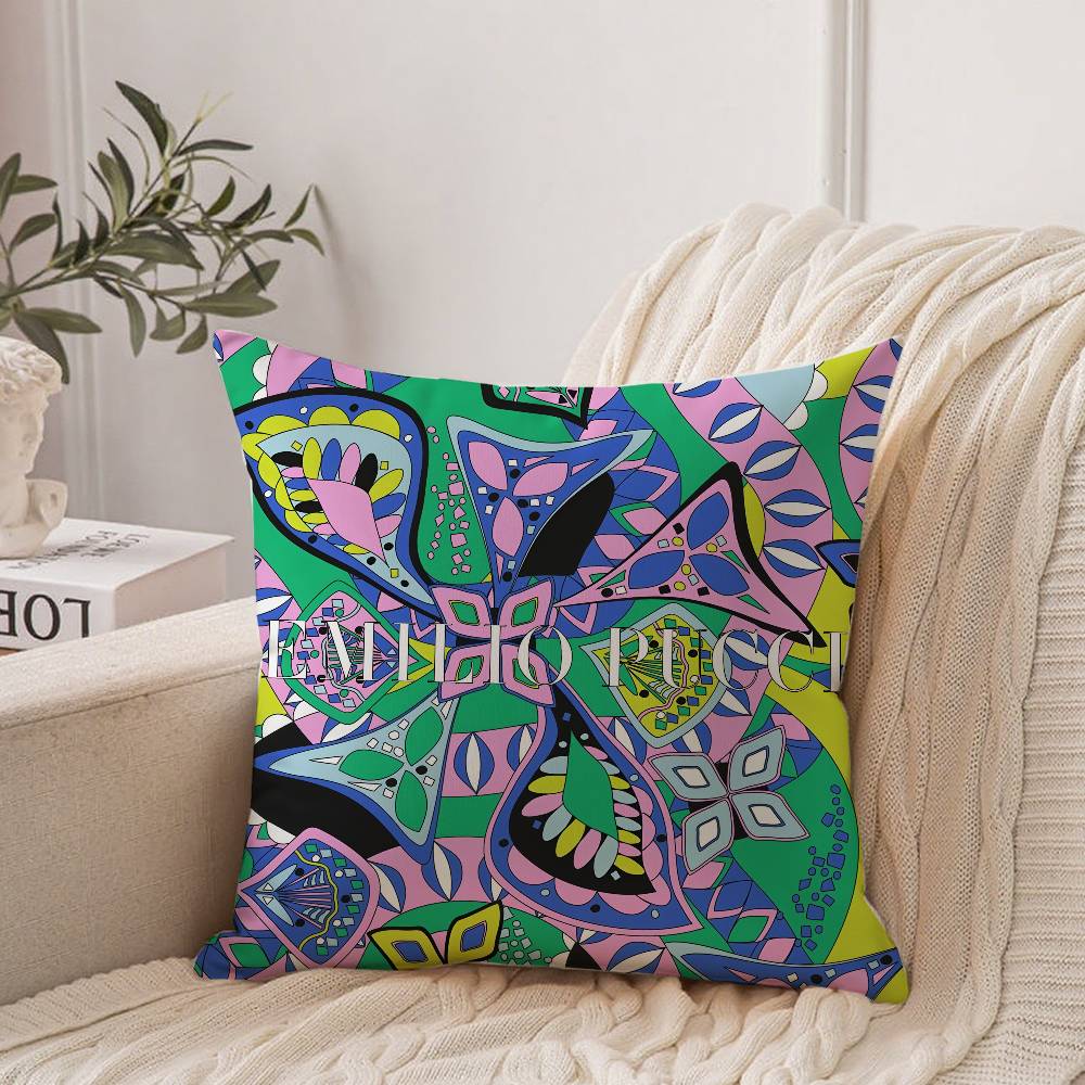 E-EE-Emilio Logo P-Pucci Pillow Case Home Decor Throw For Sofa Bed Car Room Decor Gift Idea