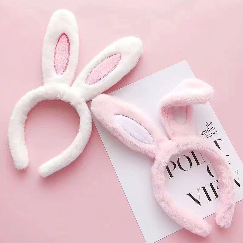 Women's Plush Heart-Eared Rabbit Headband: Cute Hair Clip & Face Wash Accessory