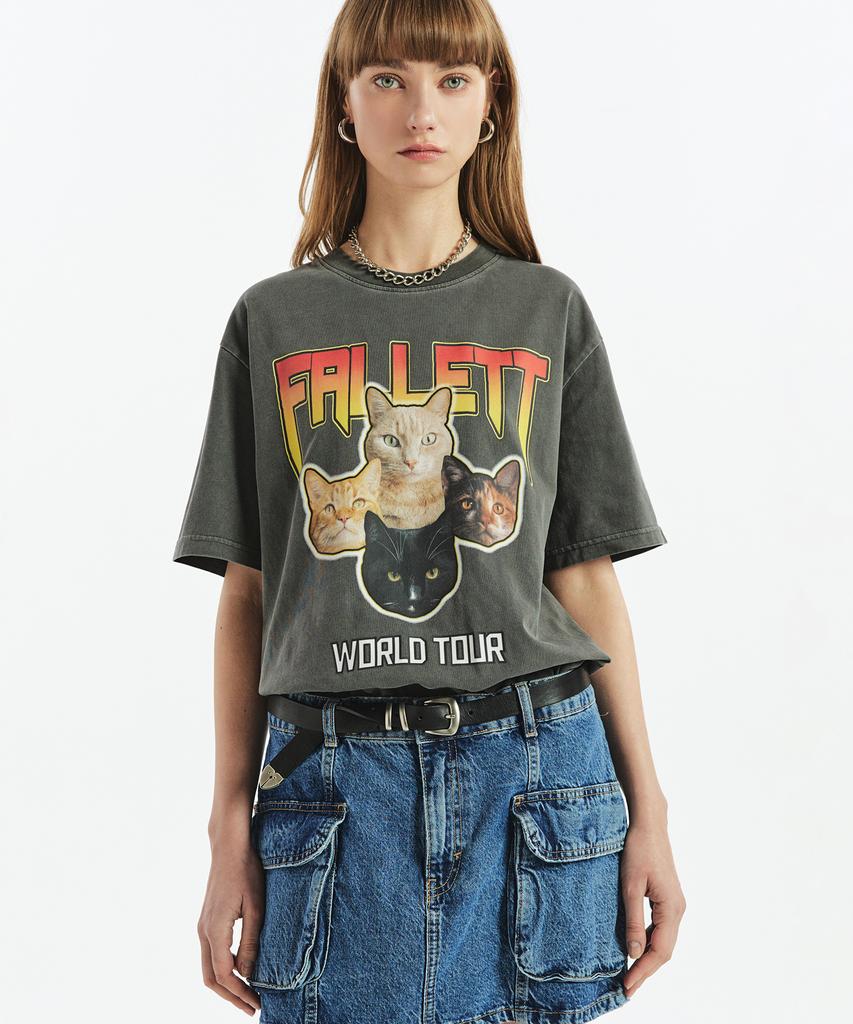 FALLETT Nero Band Short Sleeve T-Shirt Charcoal