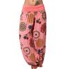 Women's High Waist Printed Harem Pants Loose Wide Leg Long Trousers Elastic Fold Waist Casual Bohemian Digital Print Baggy Pants