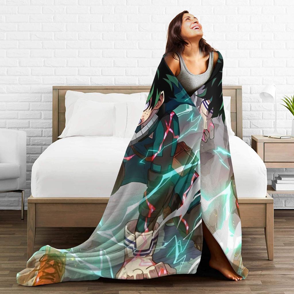 My Hero Academia Blankets Fleece Anime Warm Throw Blankets for Car Sofa Couch Bedroom Quilt
