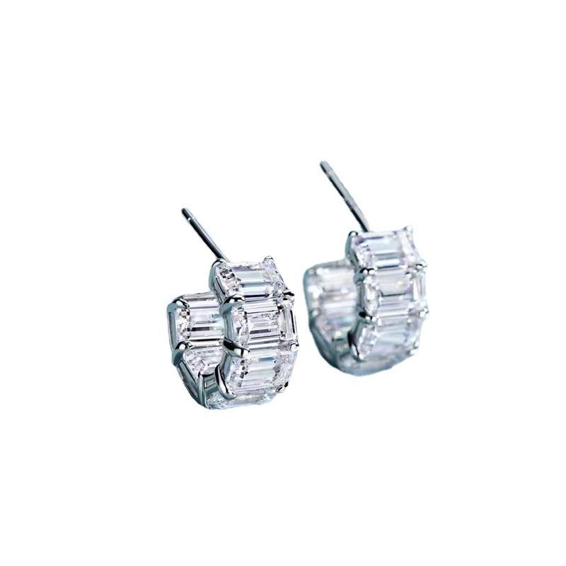 

Серьги с бриллиантами матовой зеленой огранки 50 центов, бриллиантовое серебро, серьги из белого золота 18 карат, женские модные серьги для мужчин и женщин