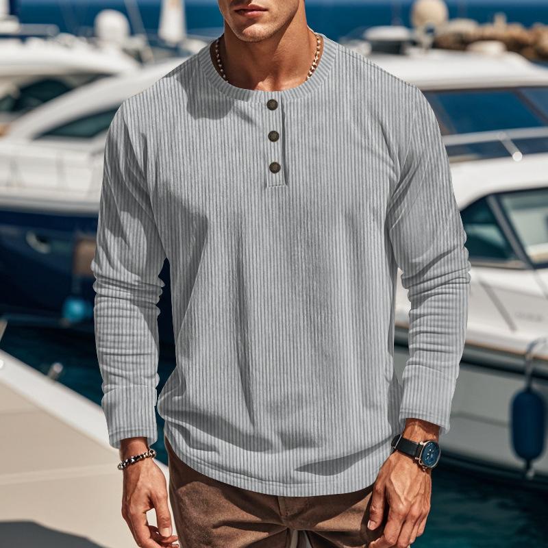 Men S Hoodless Long Sleeve Pullover Solid Color Jacquard Casual Sweatshirt