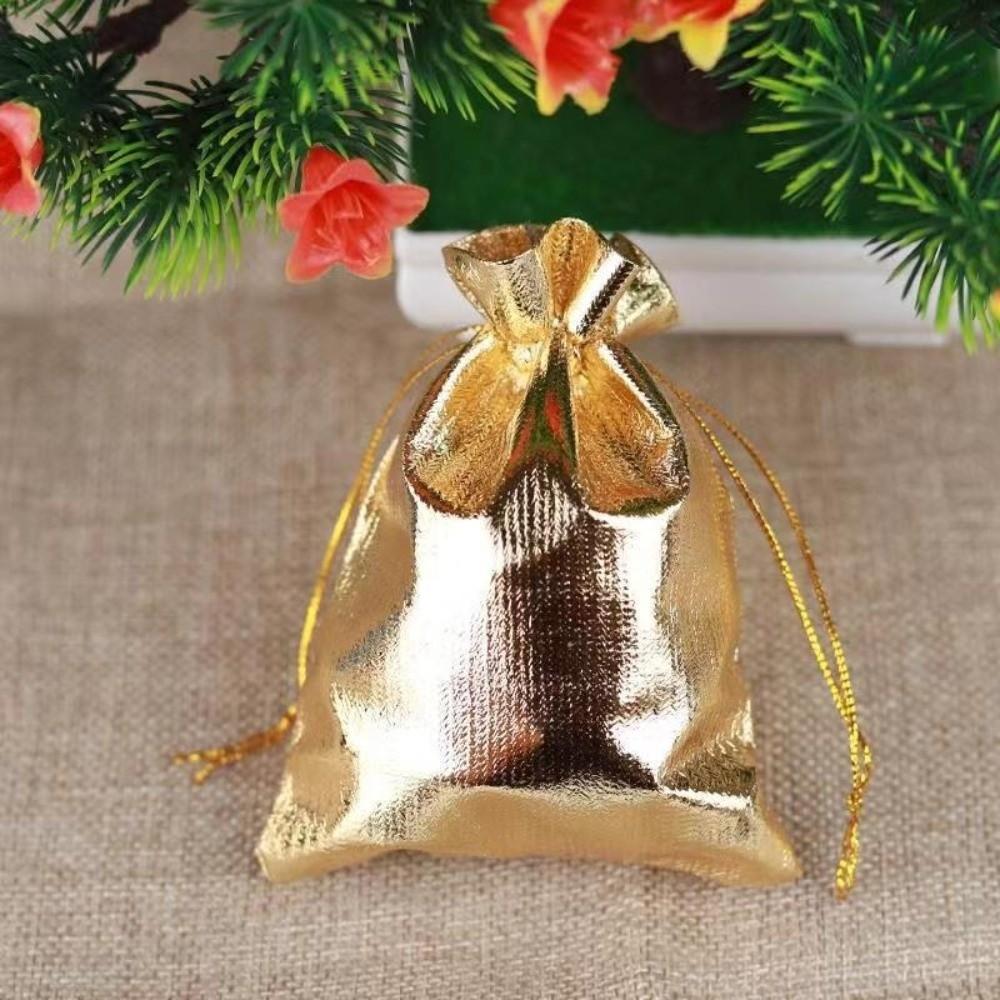 20PCS Foil Material Gift Bags Gold Silver Color Jewelry Bags Luxury Cloth Gift Bags  Christmas Party