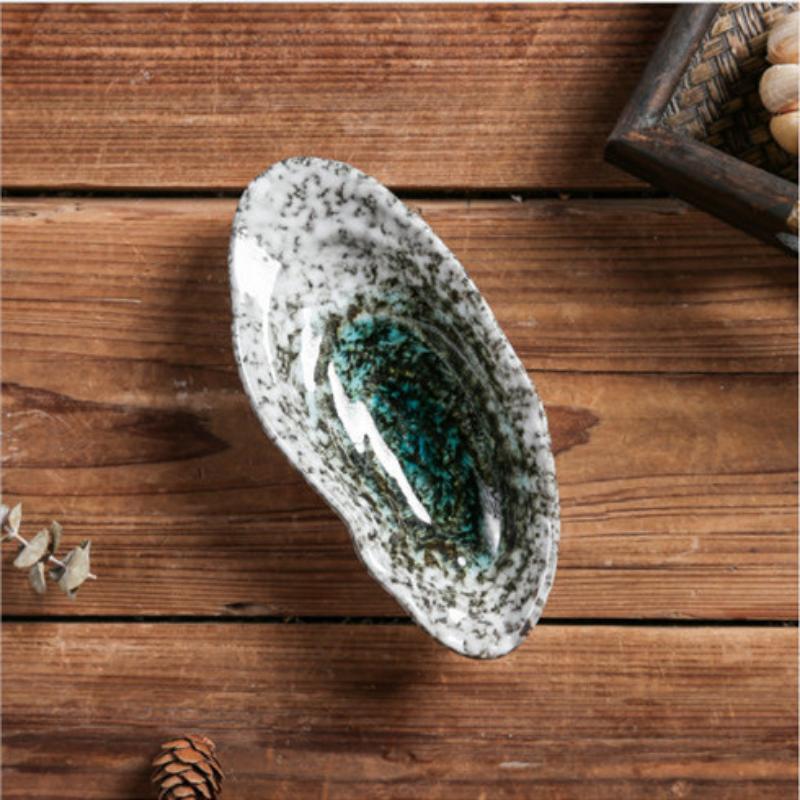 Oyster Shell Plates Creative Shell Shape Ceramic Tableware Sushi Dishes Snacks Specialty Plates Japanese Decoration Dish
