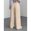 Dames Retro Corduroy Wijde Pijpen Broek Hoge Taille Elastische Tailleband Losse Casual Broek met Zijzakken