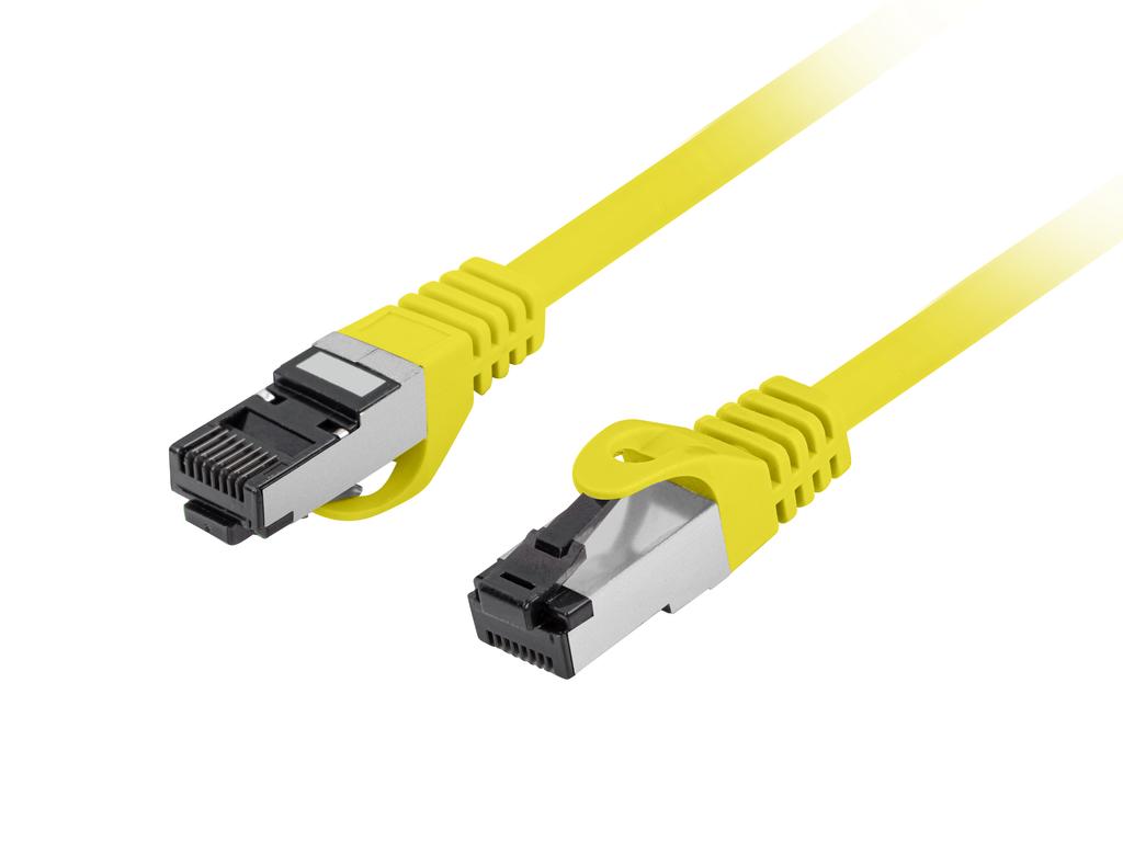Przewód kabel internetowy lan rj45 patchcord kat.8.1 sftp żółty 0,5m