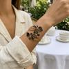 Pulsera Retro de Brazo Abierto Ajustable Brazalete Floral Accesorios de Moda Pulsera de Flores Fiesta
