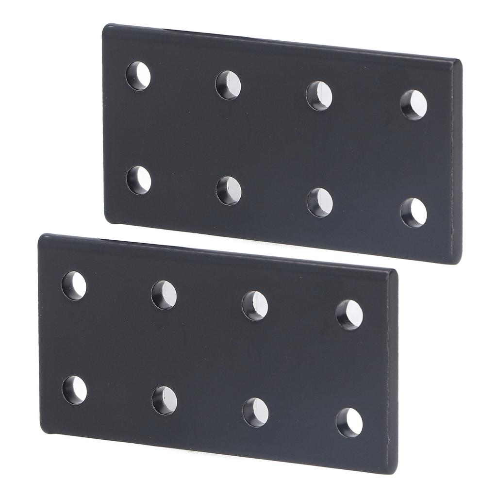 2Pcs 8 Hole Joint Board Aluminum Alloy Rectangle Joining Plate for Table Bed Black