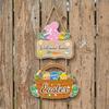 Colorful Easter Welcome Sign Cartoon Easter Hanging Ornament Bunny Egg Decor  Front Door