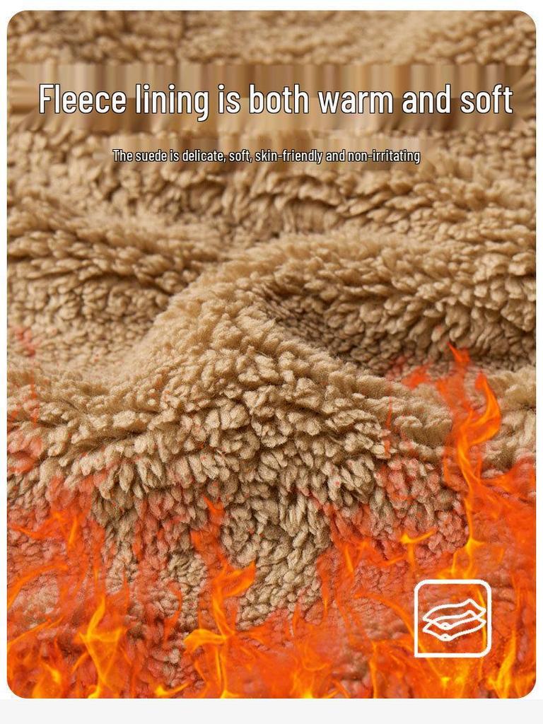 Men's Fleece-Lined Stand Collar Windbreaker - Warm Lambswool Inner Layer for Autumn and Winter