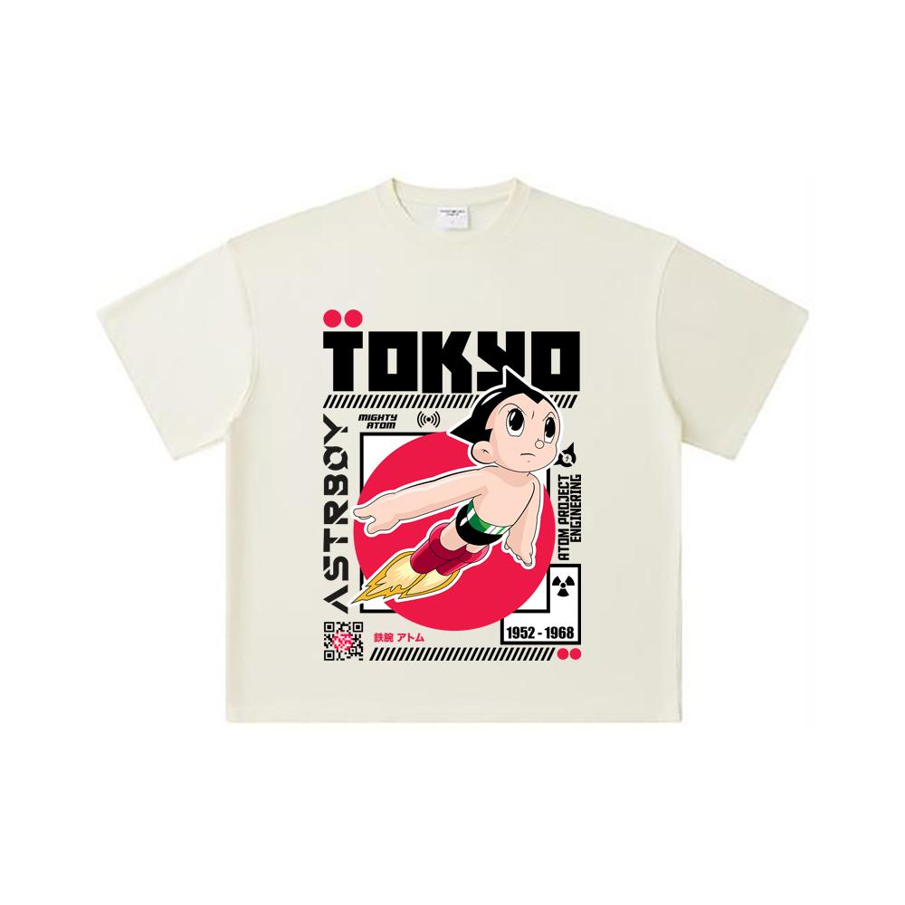 260 GSM Double Yarn 32 Count 100% Cotton Astro Boy V2 Print Unisex Heavy Cotton T Shirt S
