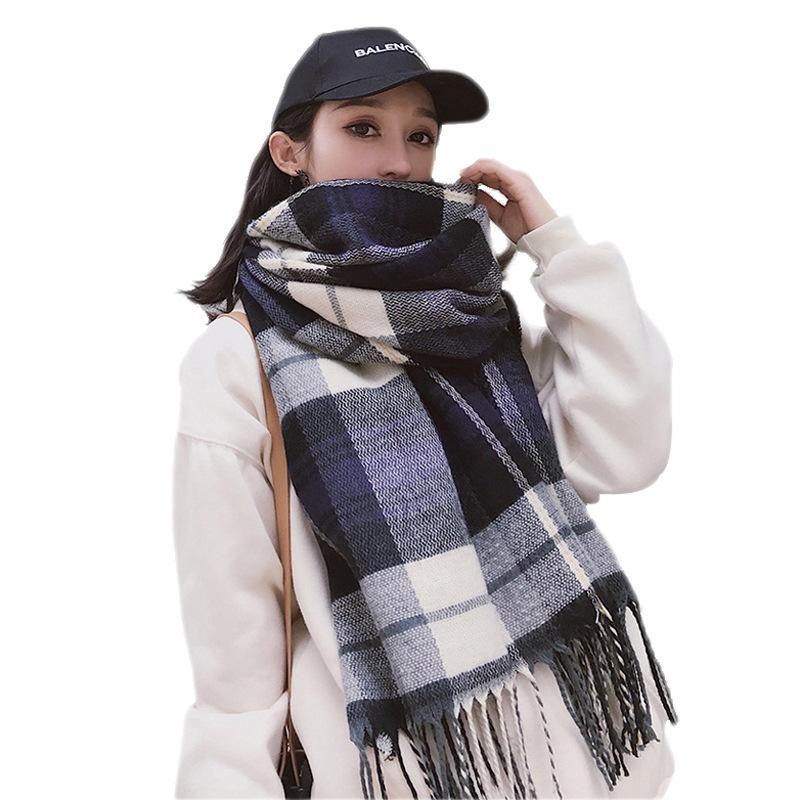 Cheap Plaid scarf women's autumn and winter new Korean version of wild