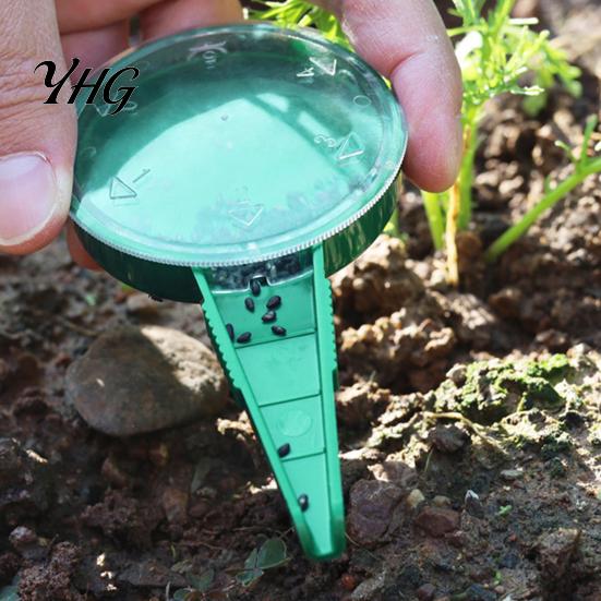 Vegetable Garden Sower Seeds Dispenser, Handheld Seeder with 5 Dial Settings, Ergonomic Plastic Drill Dibber, Plant Labels, Sowing Tool for