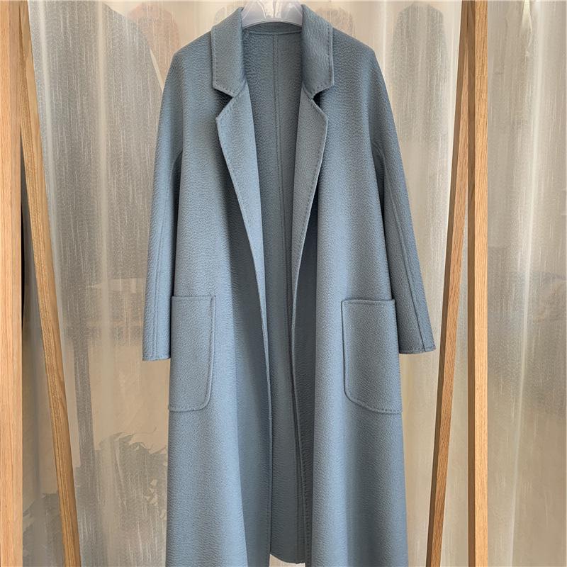 M Family Water Ripple High-End Women's Double-Sided Cashmere Coat