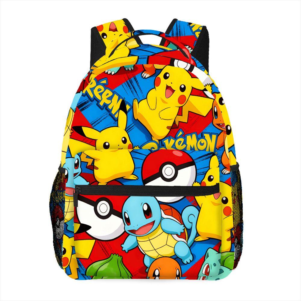 Pikachu Backpack, Anime Print School Bookbag, Lightweight Travel Backpack with Mesh Pockets