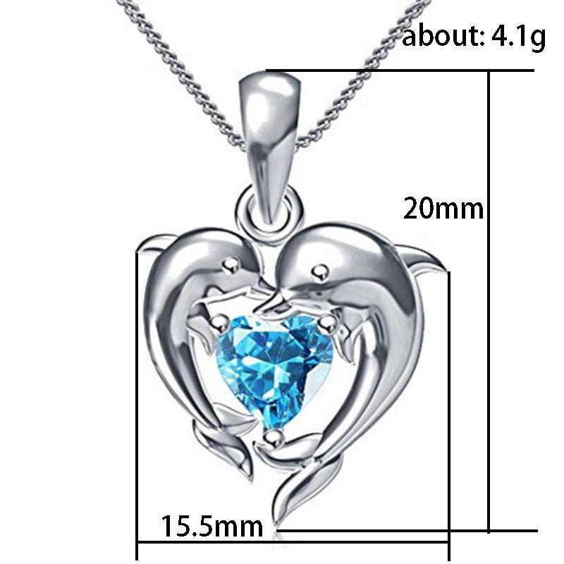 Cute Dolphin Necklace Female, Light Luxury High Sense Heart Shaped Pendant Sweater Chain Neck Chain