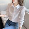 Fungus Single-breasted Women's Shirt Spring and Autumn New Loose Thin Top Lapel Long-sleeved High-end Shirt
