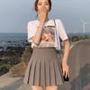 Dames Plissérok JK Uniformrok Rok Lente en Zomer Korte Rok (Veiligheidspantalon + Rits + Knopen)