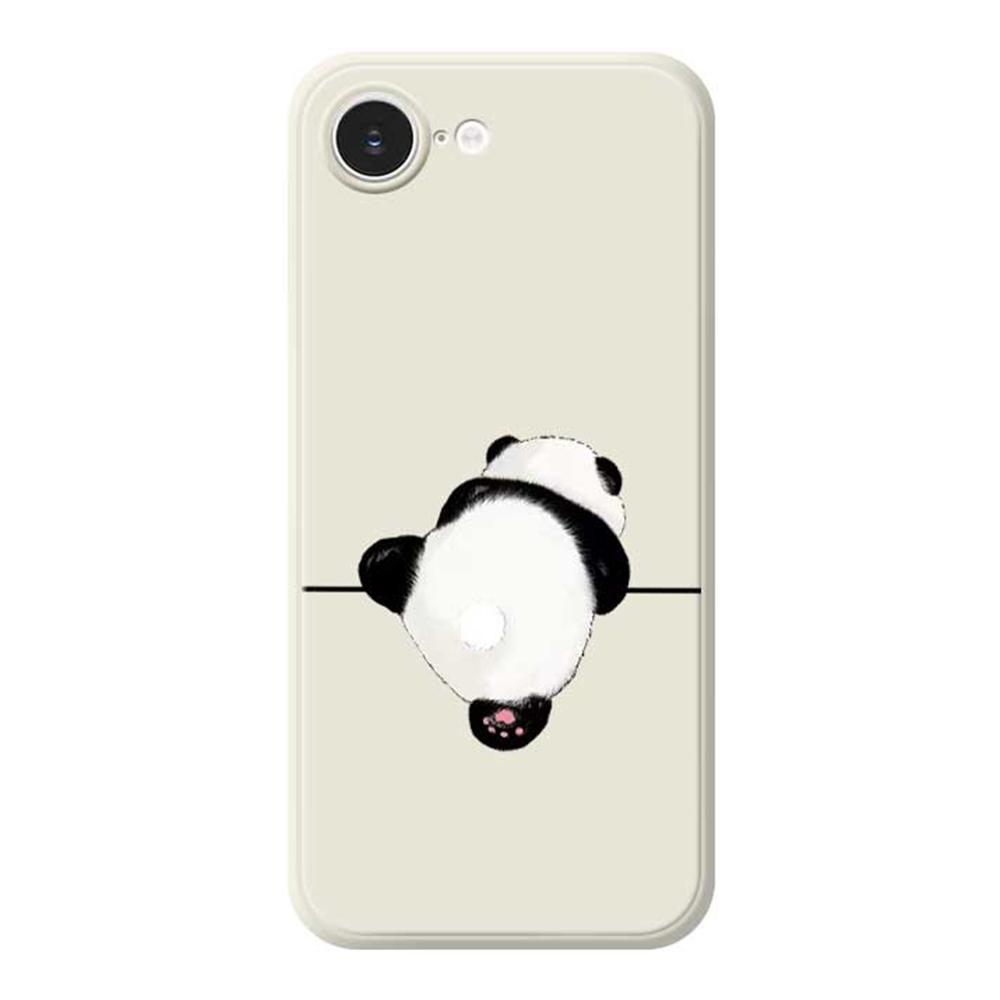 

For iPhone 16e Case Panda Back Pattern Printing Straight Edge TPU Phone Back Cover Beige