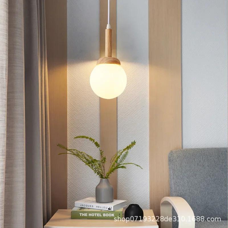 Nordic pendant lamp wood atmospheric Chinese three head dining room dining room modern simple bar personalized creative kitchen