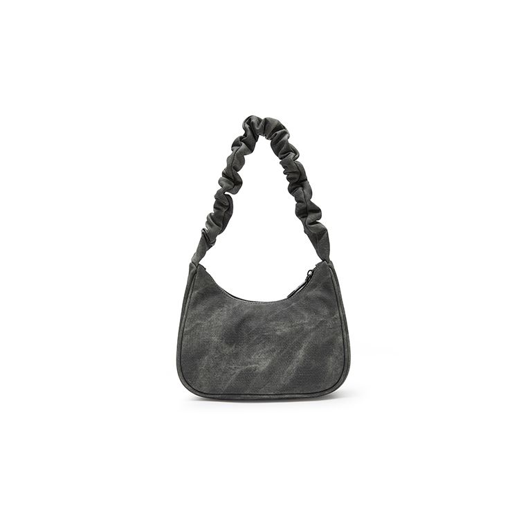 Champion Twisted Underarm Bag Script Logo Enamel Tag Pleated Hair Tie Shoulder Strap Casual Versatile Synthetic Leather Shoulder Bag Small U4AACPU14