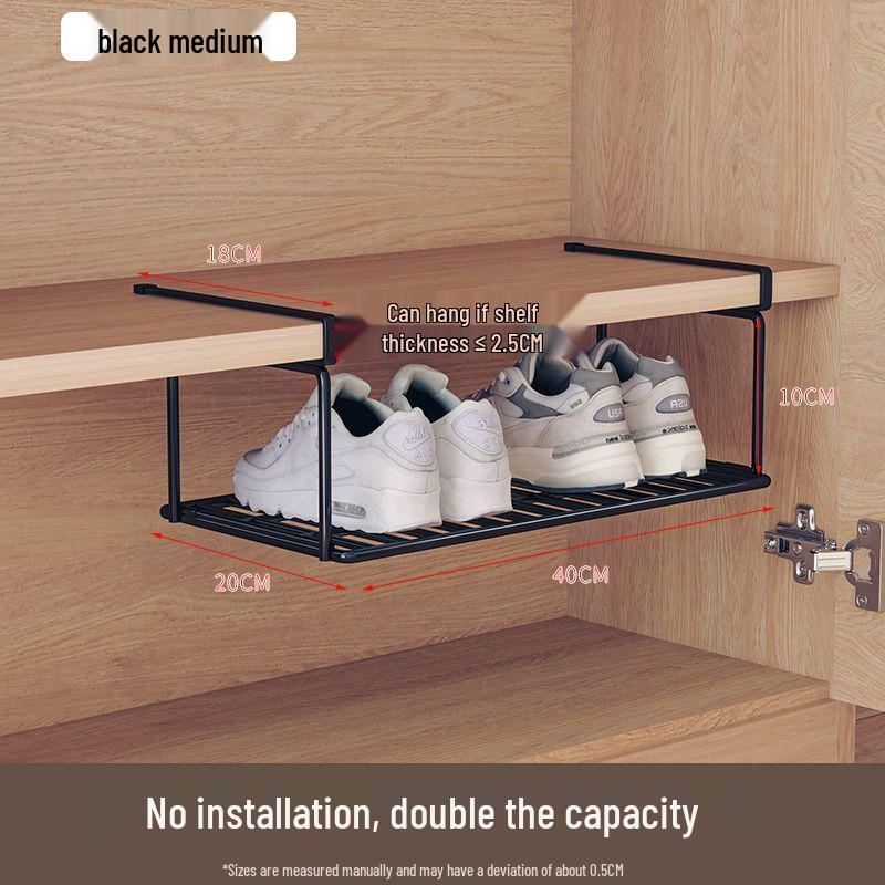 Foldable Hook-Type Shoe Rack and Storage Cabinet with Under-Hanging Partition