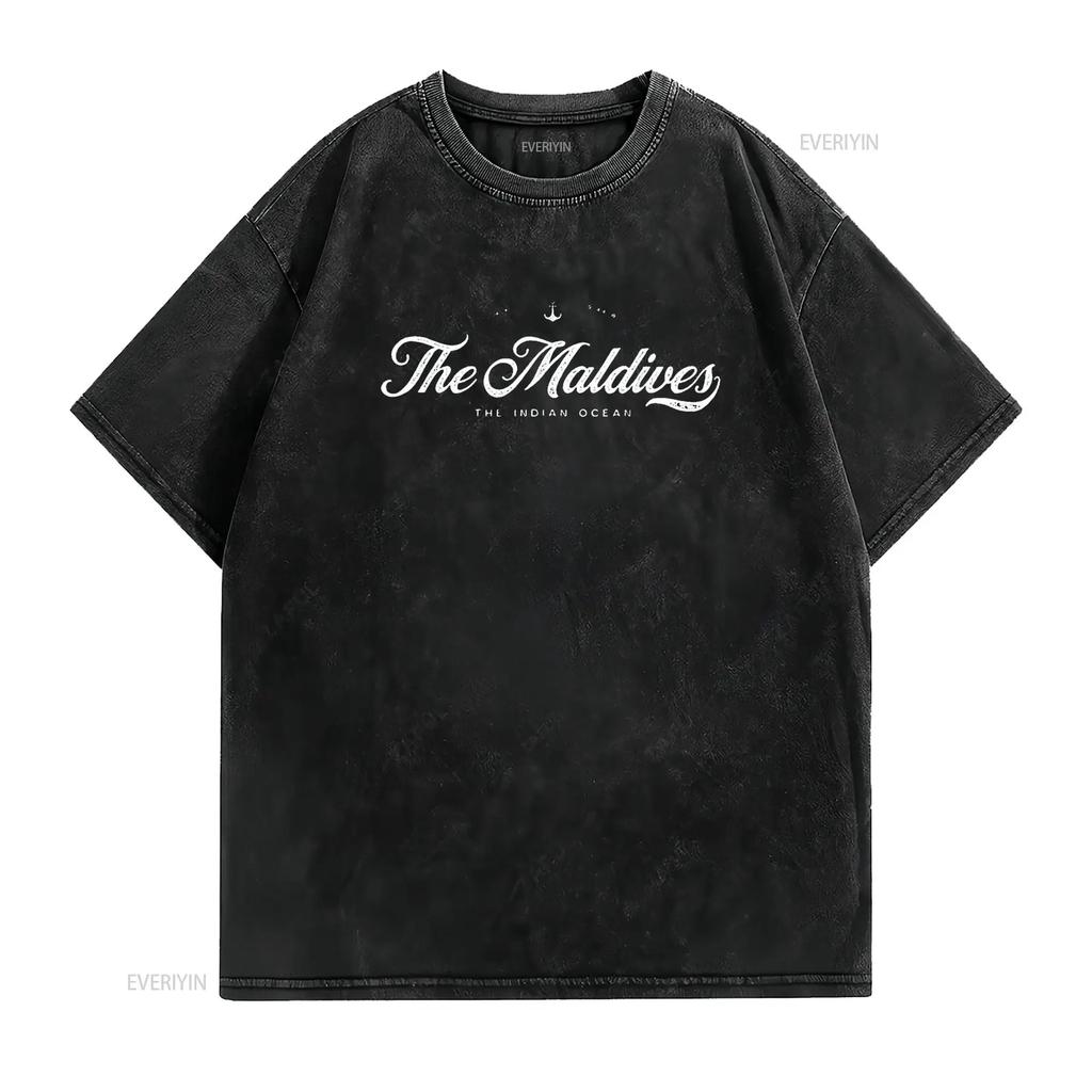 The Maldives Vintage Retro T Shirt Vintage Washed Comfortable Soft Designer Clothes Unisex Stretched Stylish Slightly Fashion