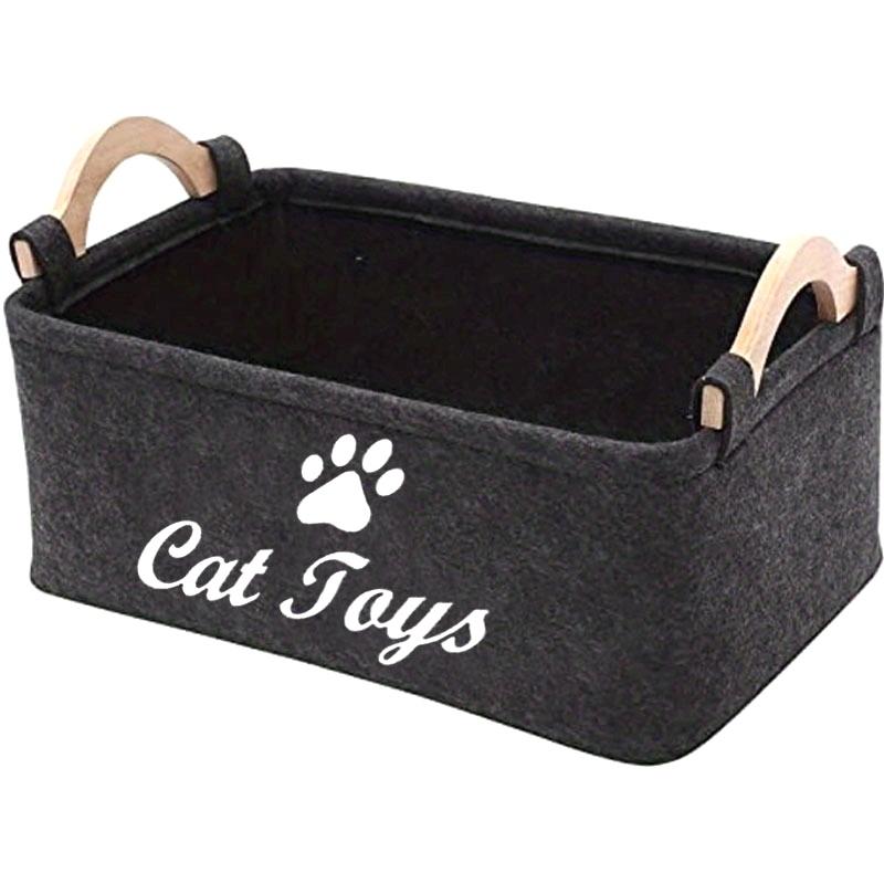 

Durable Polyester Cat Toy Storage Box |Graphic Paw Print Design,Pet Toy Organizer Basket for Home Organization,No Battery Needed чёрный