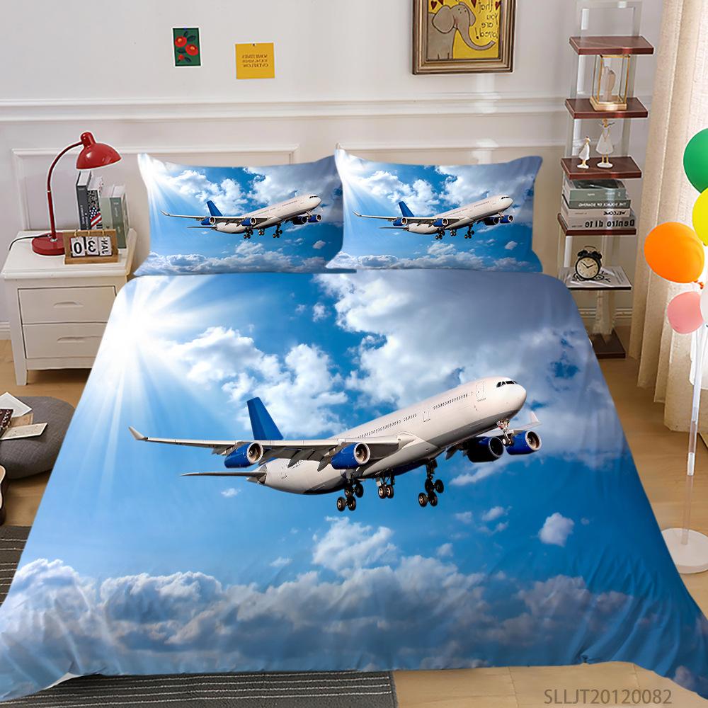 

Aircraft Tractor Digital Printing Quilt Cover Pillowcase Two or Three Piece Set Transportation Series Polyester EU single 135*200