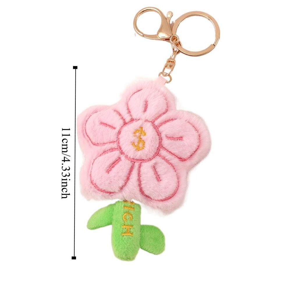 Bag Hanging Flower Keychain Charms Car Key Ring Portable Plush Flower Pendant Girl Gifts