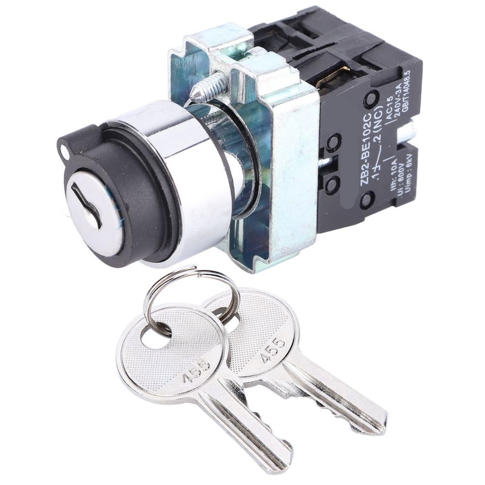 2 Position Key Lock Switch ZB2BE101 ZB2BE102C Self-Reset Power Lock Modular Structure Light Impact Rotation Locking
