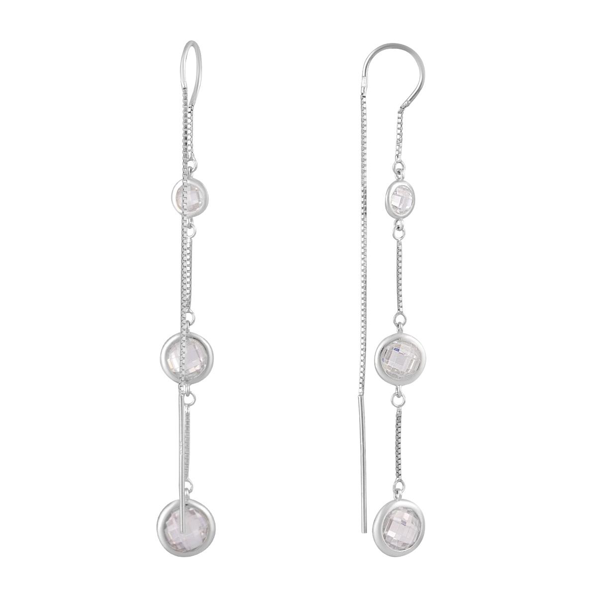 

Срібні сережки з фіанітами (2128588) білий