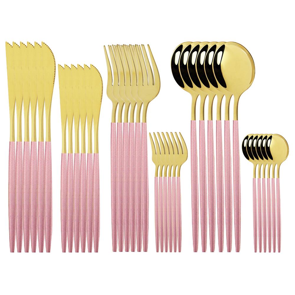 36Pcs Stainless Steel Mint Gold Dinnerware Set Dessert Knife Cake Fork Coffee Spoon Cutlery Set Kitchen Tableware Silverware Set