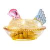 Hühnerförmige Bonboniere aus Glas, Dessertschale mit Deckel, lustige Snackschale für Obst und Salate, Tischdekoration