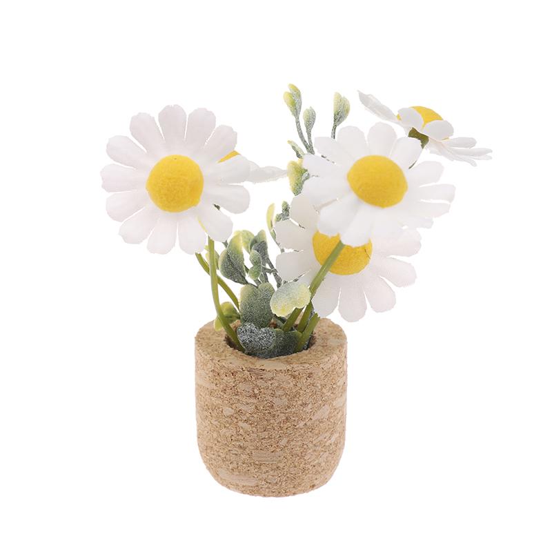 1/12 Dollhouse Simulation Daisy Plants Potted Model Doll Home Miniatur Flower Decor Toy Micro Landscape Garden Plants Ornament
