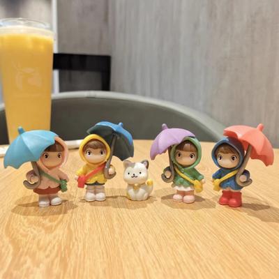 5 Stück Mini Mädchen mit Regenschirm Figuren Statuen für Party Büro Geburtstag Automotive Armaturenbrett Mittelkonsole Dekoration