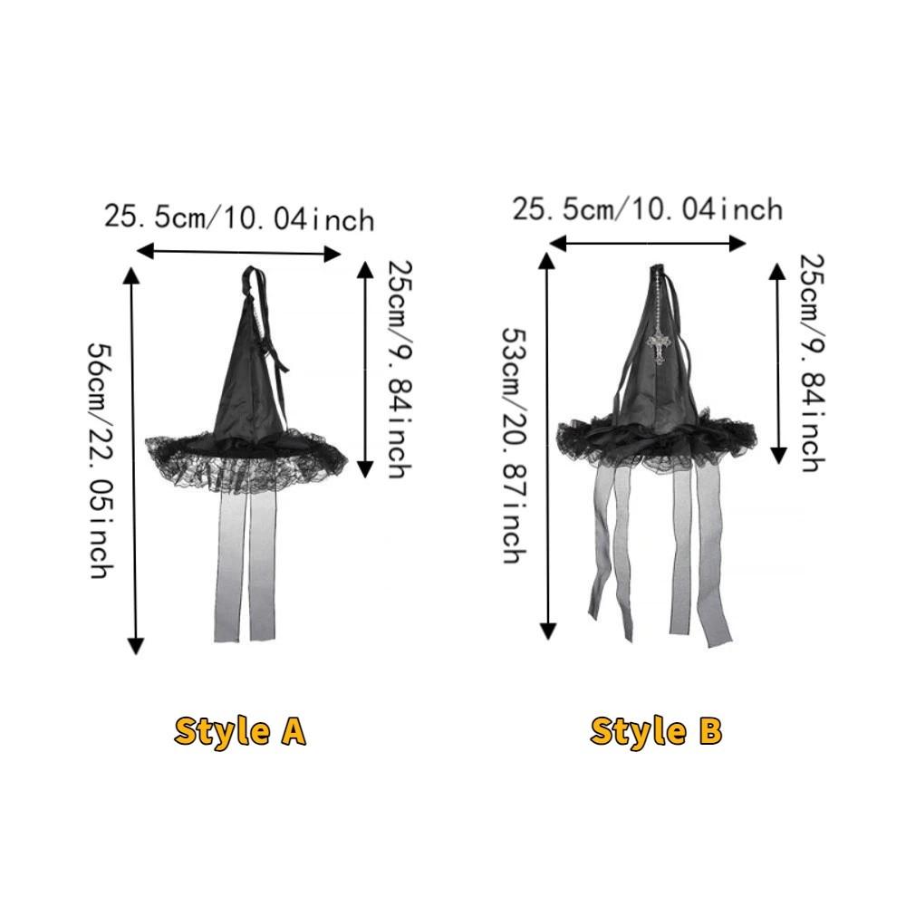 Veil Tulle Halloween Witch Hat Gothic Cosplay Hat Spider Ribbon Wizard Hat  Cosplay Costume