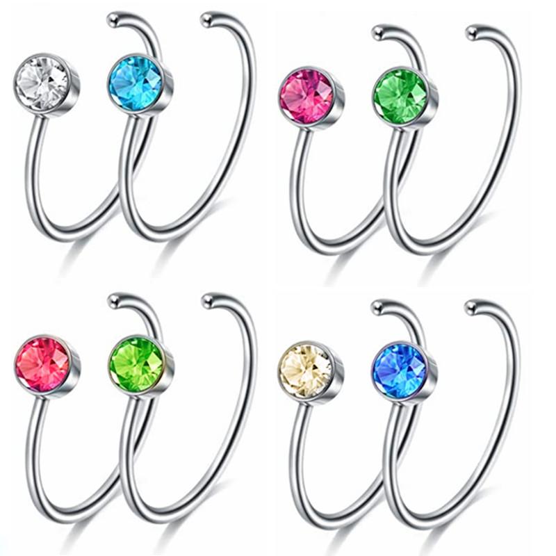 5/10/20PCS Stainless Steel L Shape Nose Stud Set 20G Crystal Nose Ring Hoop Set Indian Crystal Nose Stud Bulk Piercing Nariz Lot