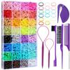 Colorful Mini Headband & Hair Tie Set with Styling Combs & Braiding Tools