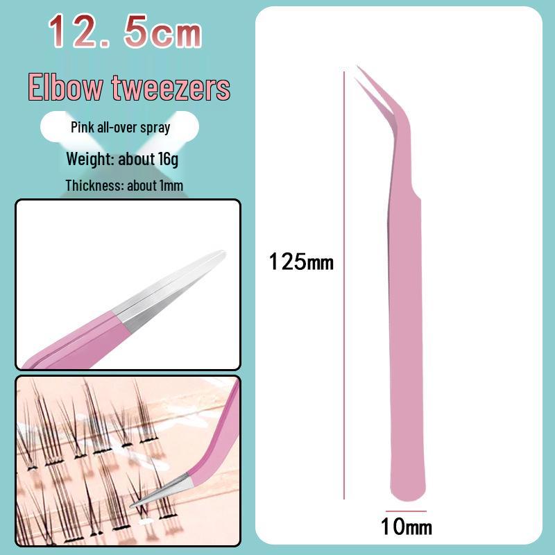 Colorful Stainless Steel Curved Tweezers for False Eyelashes and Planner Clips