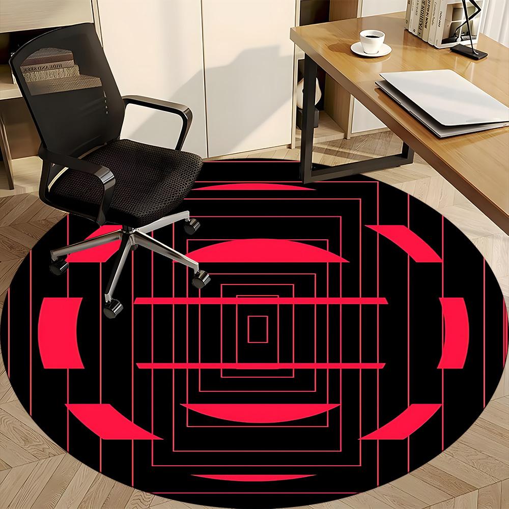 1pc Geometric Pattern Office Round Area Rug, Indoor Mat Suitable ForOffice, Under Office Chairs Bedroom Living Room Home Decor T166