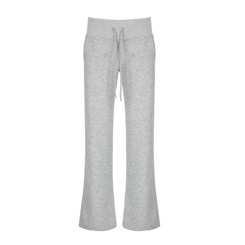 

Модные однотонные повседневные спортивные брюки женские с карманами и заниженной талией прямые брюки Lge весна-осень на шнурке базовые брюки S серый