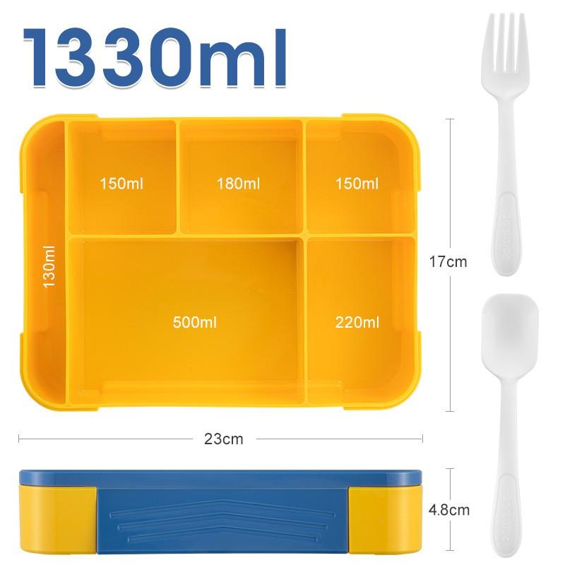 Kids Student Lunch Box With 5 Compartment Design Leakproof Microwave Safe Plastic Bento Container School Office Picnic