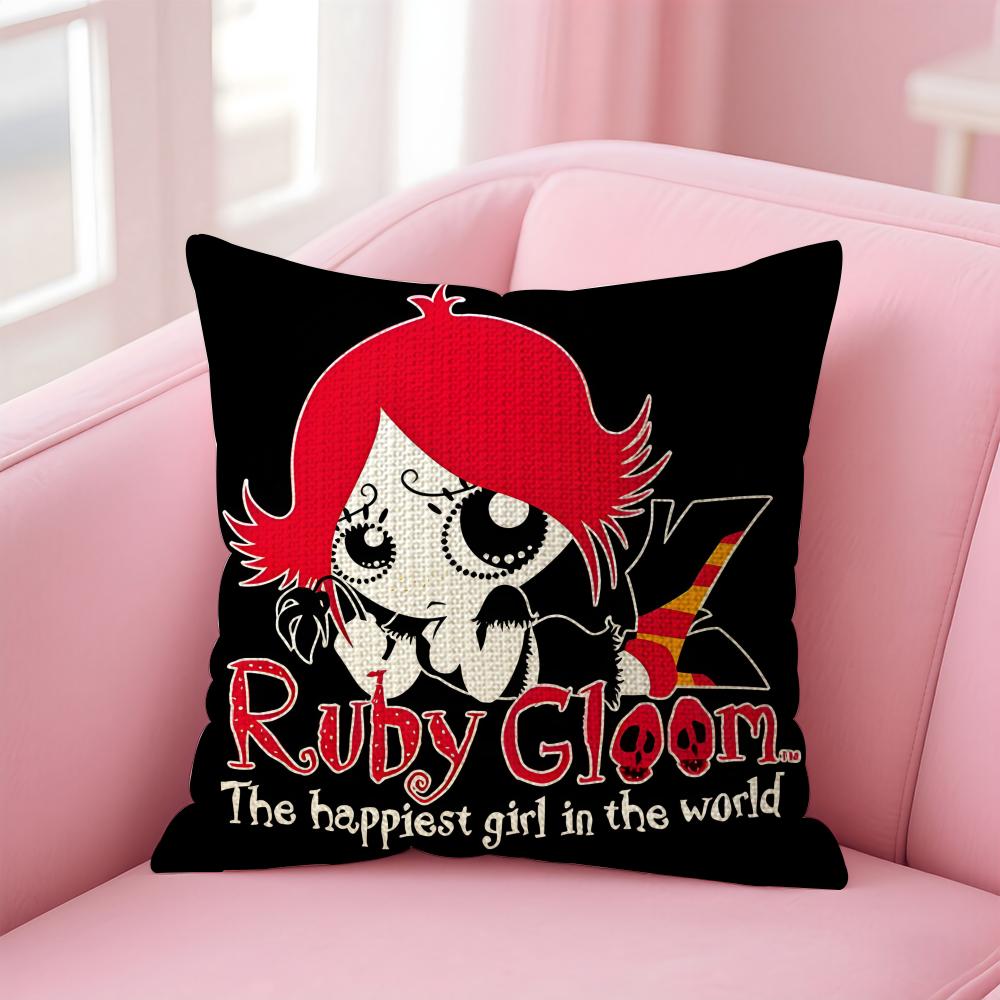 Cartoon RRuby Gloom Cushion Cover Natural Linen Pillow Case DoubleSided Print Decorative Sofa Pillowcase Home Decor Gift