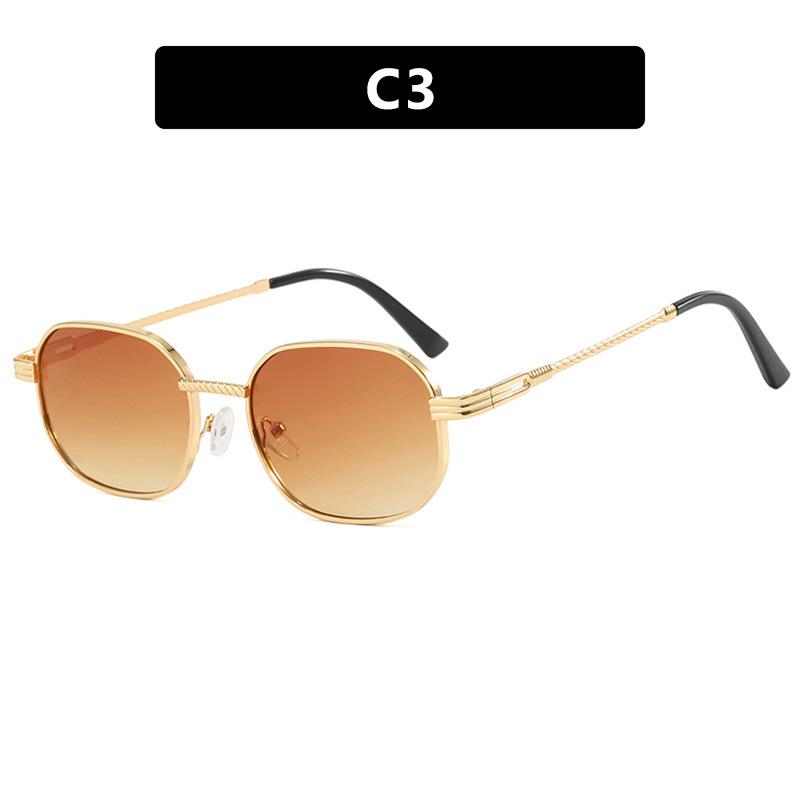 New Sunglasses Women Metal Small Frame Personalized Sun Glasses Elliptical Fashion Trend Design Sunshade Eyeglasses Men Uv400