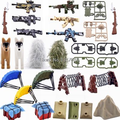 Borsa per Armi Militari MOC con Blocco Pistole Cani Paracadute Blocchi da Costruzione Giocattoli Per Bambini con Giocattoli Militari Bloccabili SWAT
